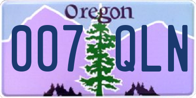 OR license plate 007QLN