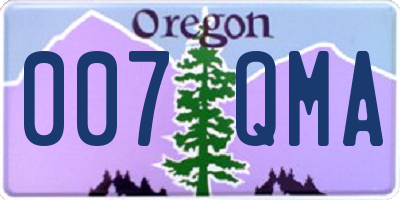 OR license plate 007QMA