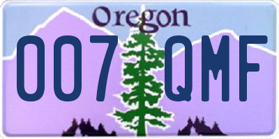 OR license plate 007QMF