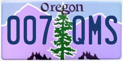 OR license plate 007QMS