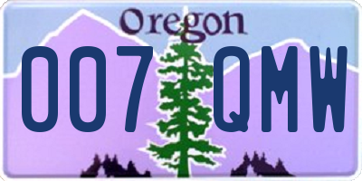 OR license plate 007QMW