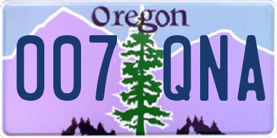 OR license plate 007QNA