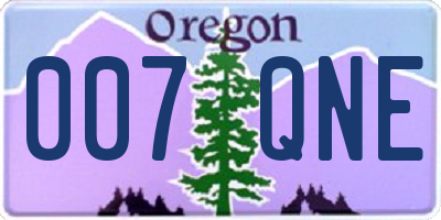 OR license plate 007QNE