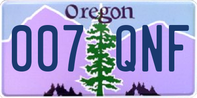 OR license plate 007QNF