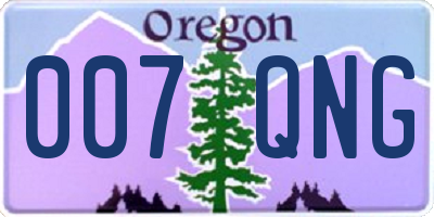 OR license plate 007QNG