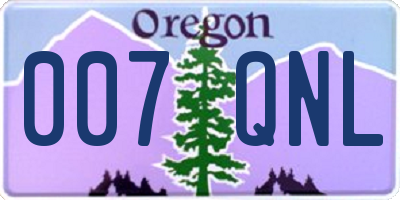 OR license plate 007QNL