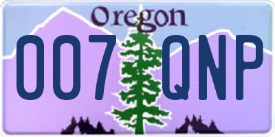 OR license plate 007QNP