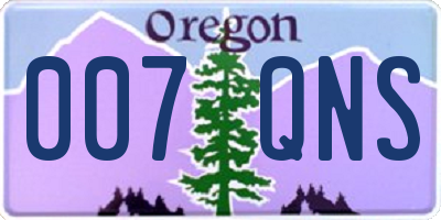 OR license plate 007QNS