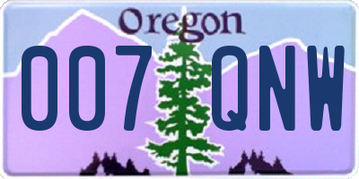 OR license plate 007QNW