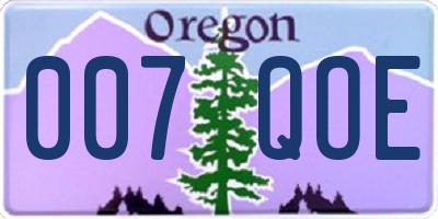 OR license plate 007QOE