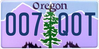 OR license plate 007QOT