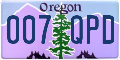 OR license plate 007QPD