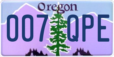 OR license plate 007QPE
