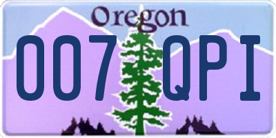 OR license plate 007QPI