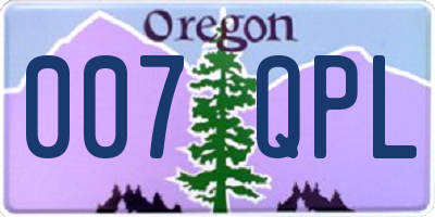 OR license plate 007QPL