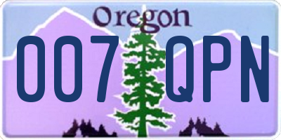 OR license plate 007QPN