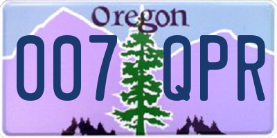 OR license plate 007QPR