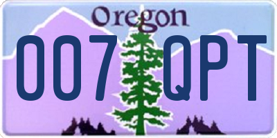OR license plate 007QPT
