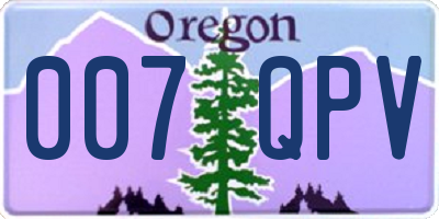 OR license plate 007QPV