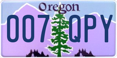 OR license plate 007QPY
