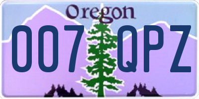OR license plate 007QPZ