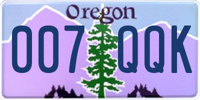 OR license plate 007QQK