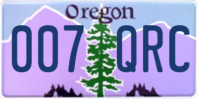 OR license plate 007QRC