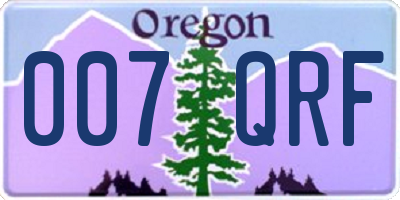 OR license plate 007QRF