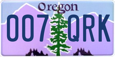 OR license plate 007QRK