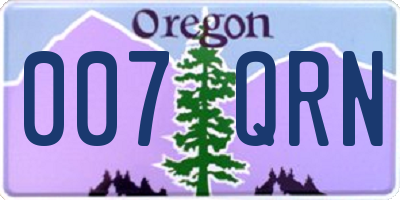 OR license plate 007QRN