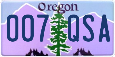 OR license plate 007QSA