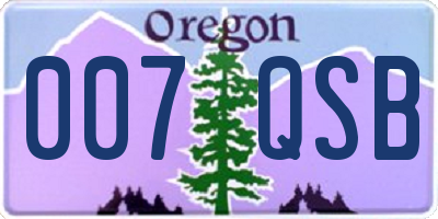 OR license plate 007QSB