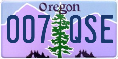 OR license plate 007QSE