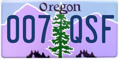 OR license plate 007QSF