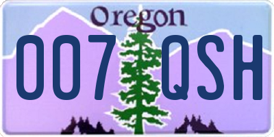 OR license plate 007QSH