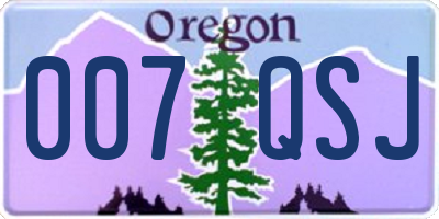 OR license plate 007QSJ