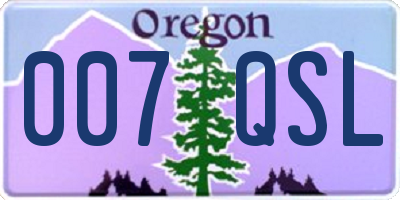 OR license plate 007QSL