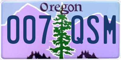 OR license plate 007QSM
