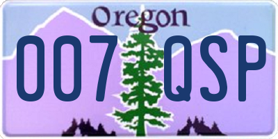 OR license plate 007QSP