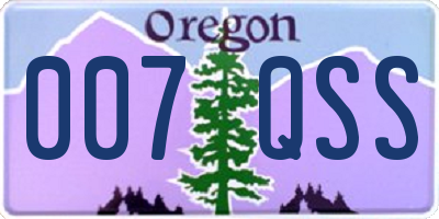 OR license plate 007QSS