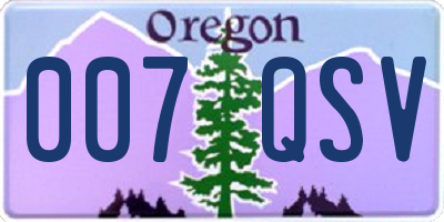 OR license plate 007QSV