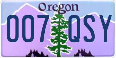 OR license plate 007QSY