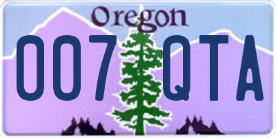 OR license plate 007QTA