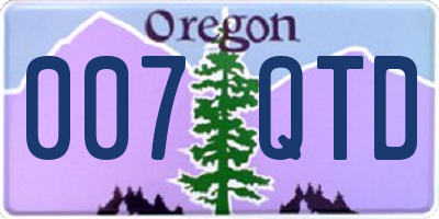 OR license plate 007QTD