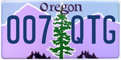 OR license plate 007QTG