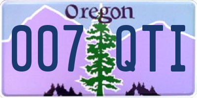 OR license plate 007QTI