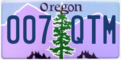 OR license plate 007QTM