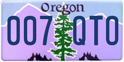 OR license plate 007QTO