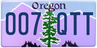OR license plate 007QTT
