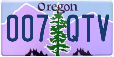 OR license plate 007QTV